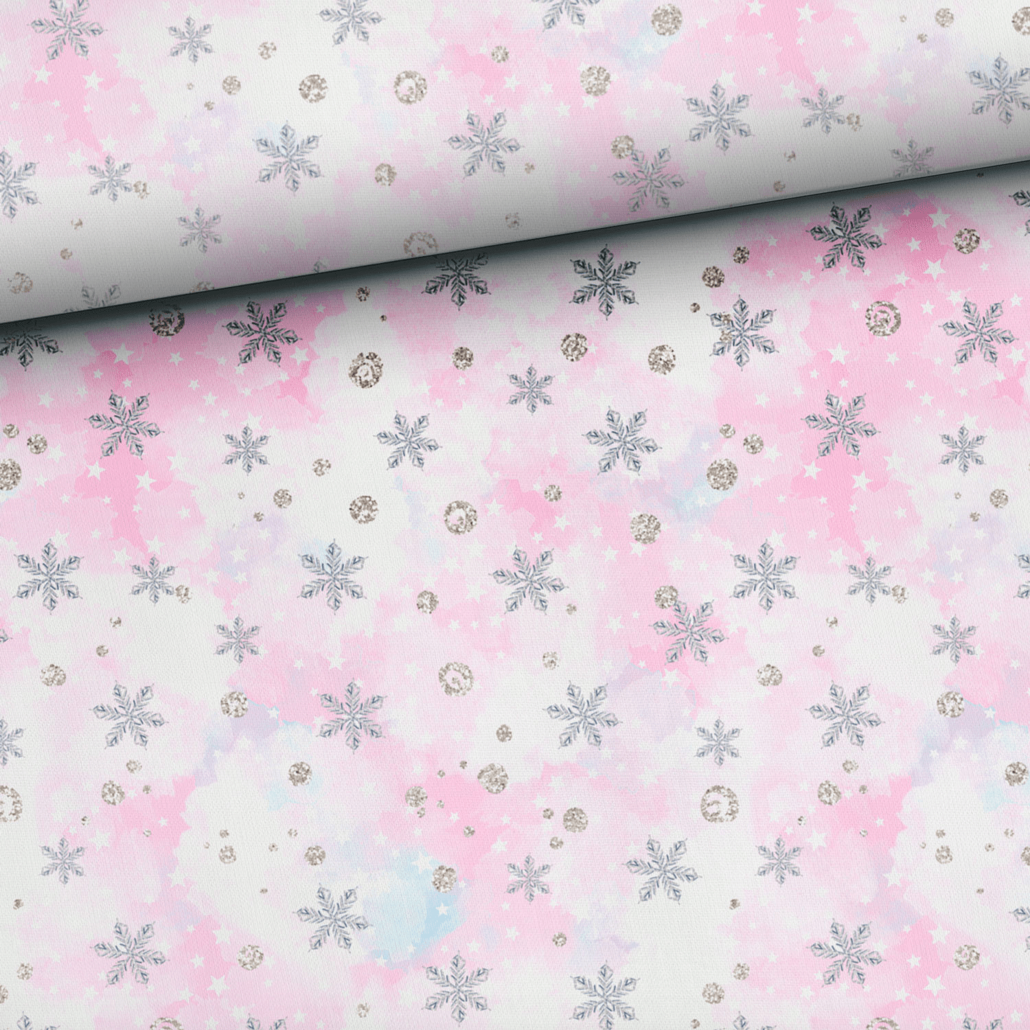 Maille bouclette en coton - flocons de neige 250 g/m²