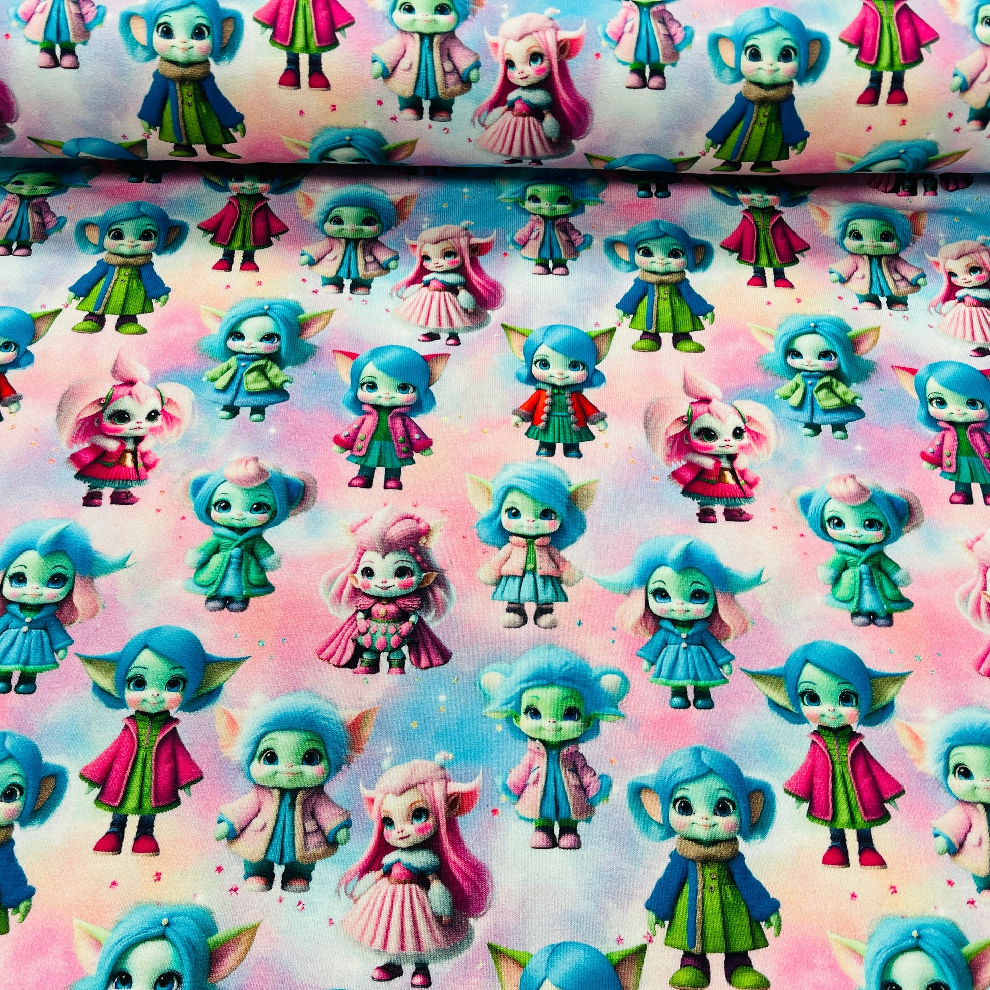 Maille bouclette en coton - filles trolls 250 g/m²