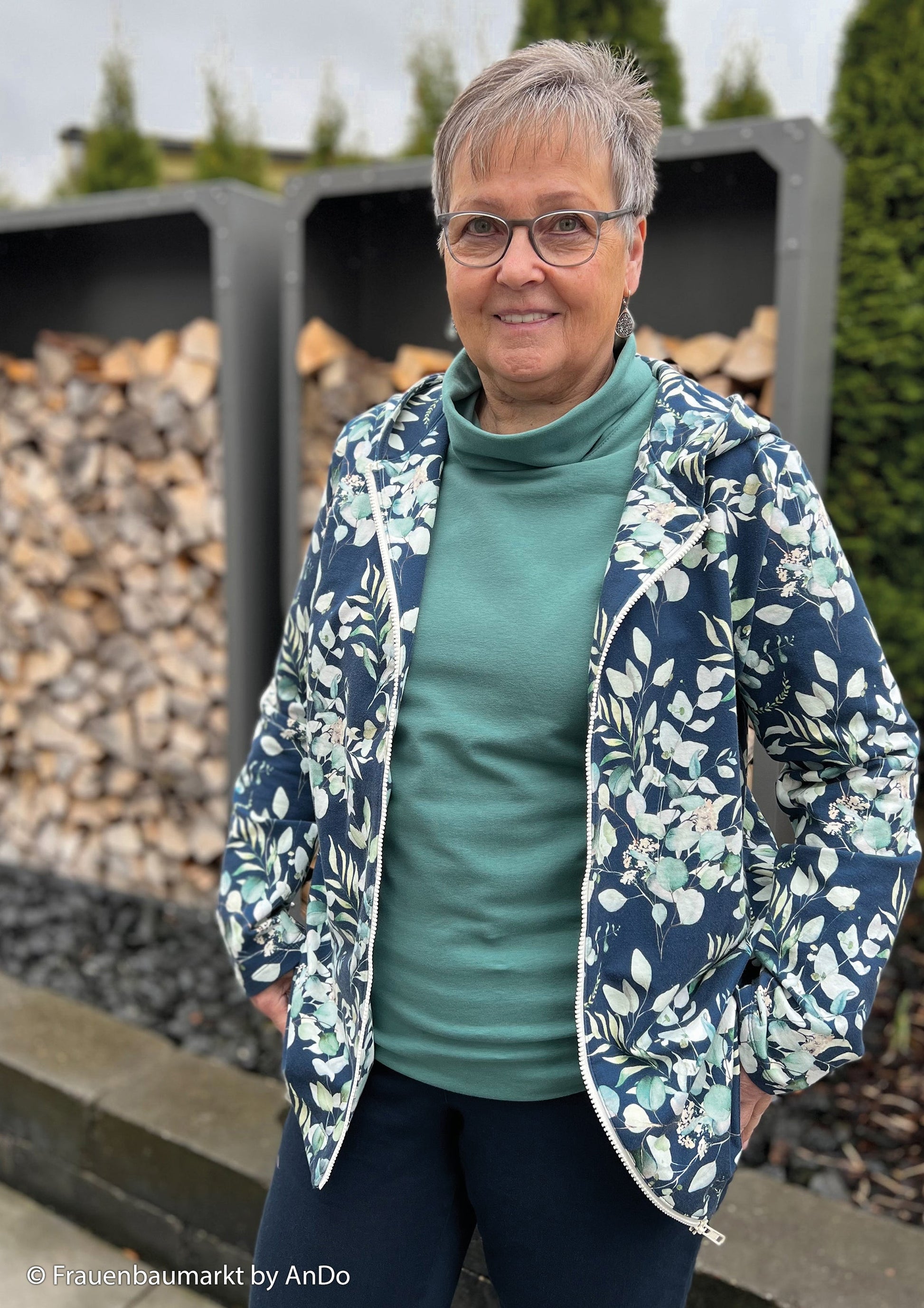 Maille bouclette en coton - menthe foncée 235 g/m² (certifié GOTS)