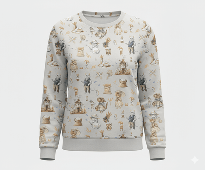 Image avec jersey à boucles en coton - Là où tournent les moulins et ronronne le chat 250 g/m² – disponible chez Šarlotes audumi