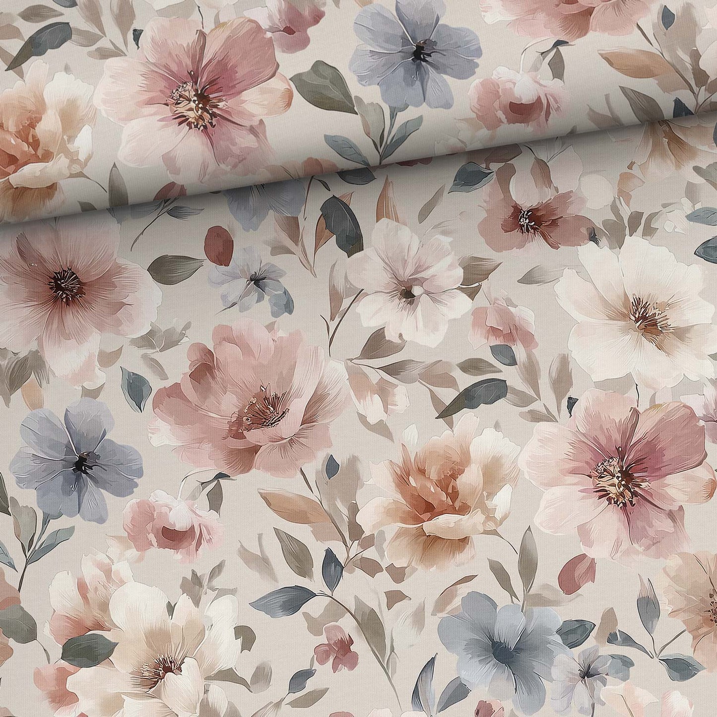 Image avec jersey à boucles en coton - harmonie florale 250 g/m² – disponible chez Šarlotes audumi