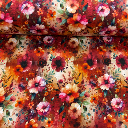 Maille bouclette en coton - conte floral 260 g/m²