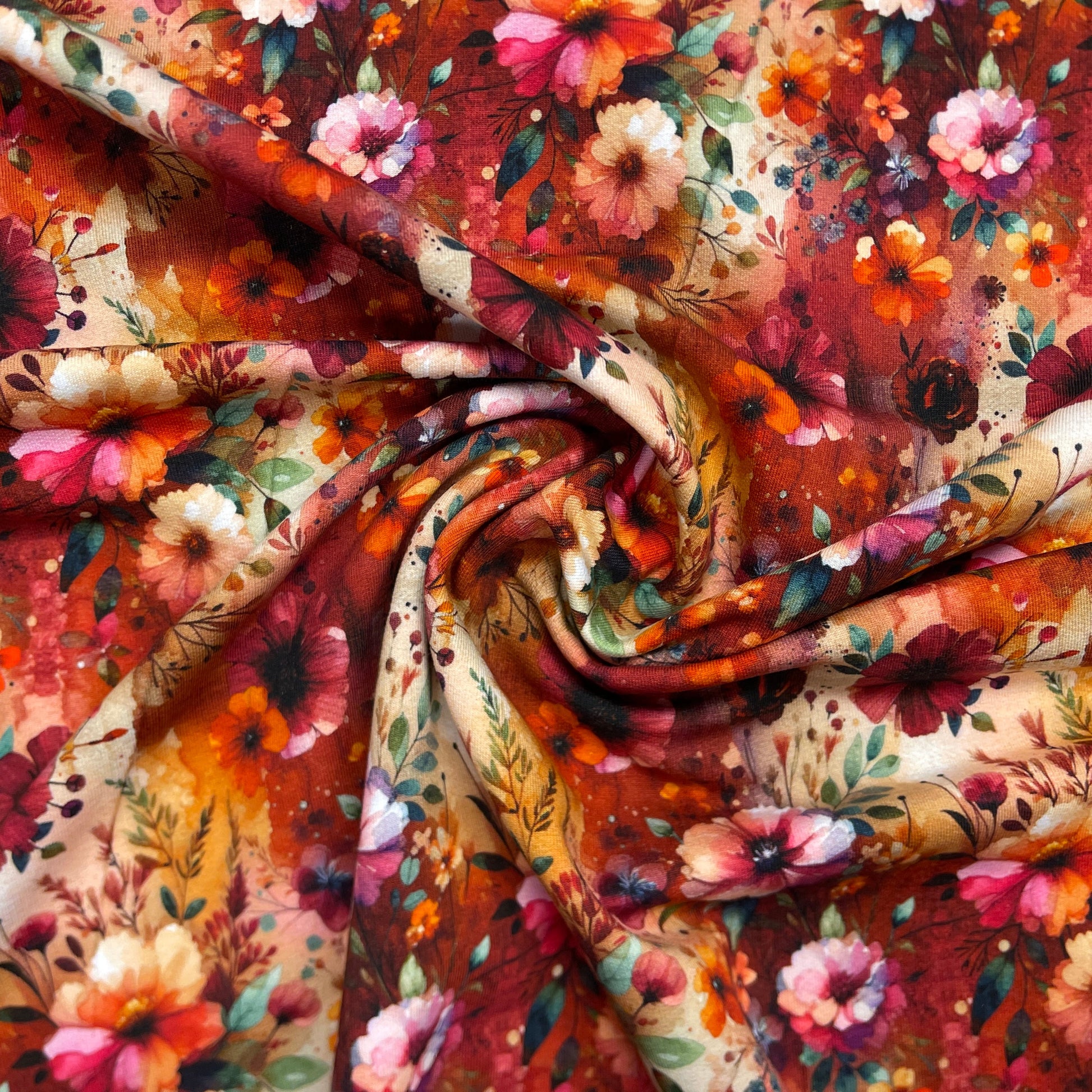 Jersey bouclette en coton - conte floral 260 g/m²