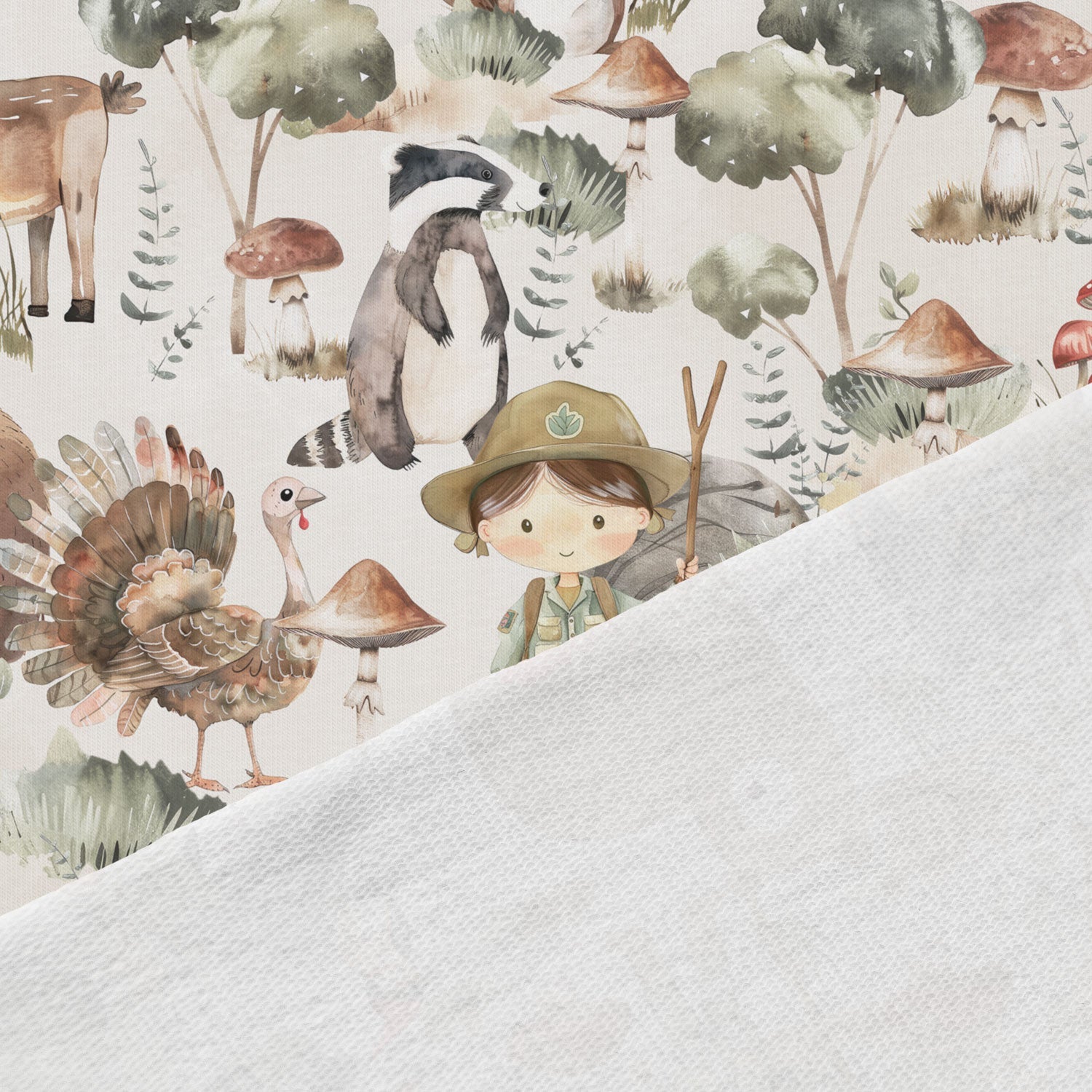 Cotton loopback knit - animals 250 g/m²
