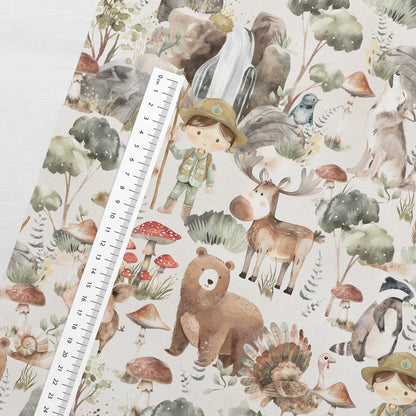 Cotton loopback knit - animals 250 g/m²