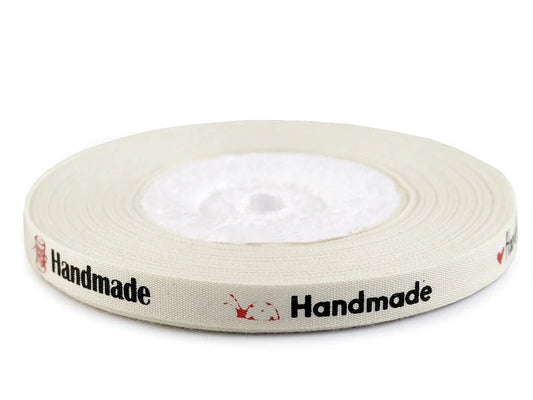 ruban en coton avec inscription Handmade | 10 mm, 22,5 m
