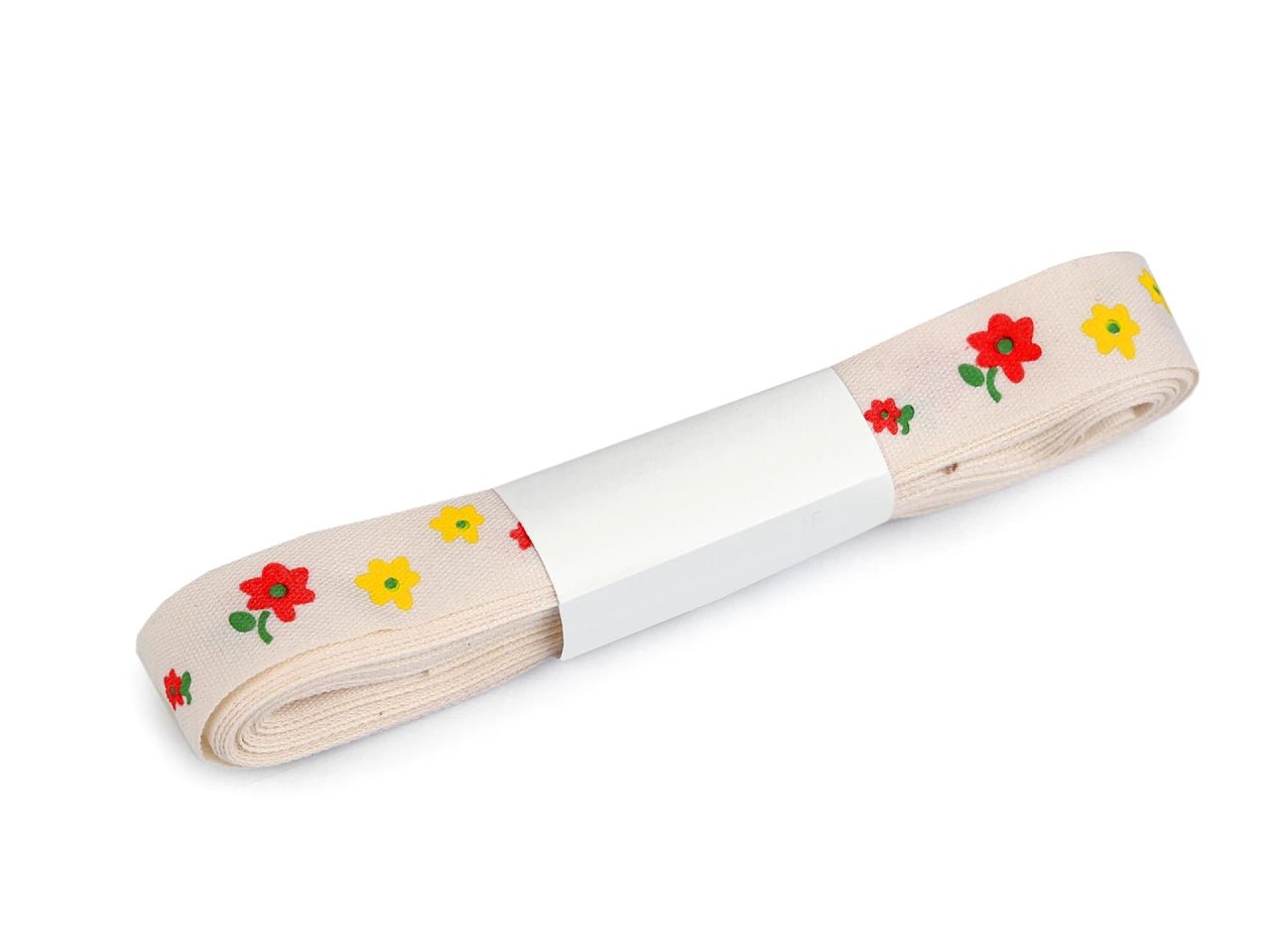 Cotton ribbon with floral print | 15 mm 5 m