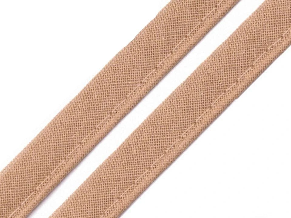 Ruban en coton avec cordon 12 mm - marron clair