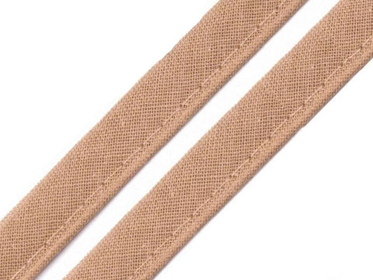 Ruban en coton avec cordon 12 mm - marron clair