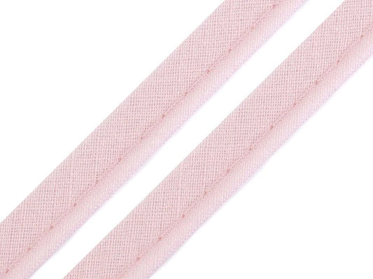 Ruban en coton avec cordon 12 mm - rose pâle