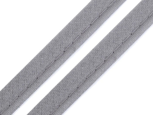 Ruban en coton avec cordon 12 mm - gris