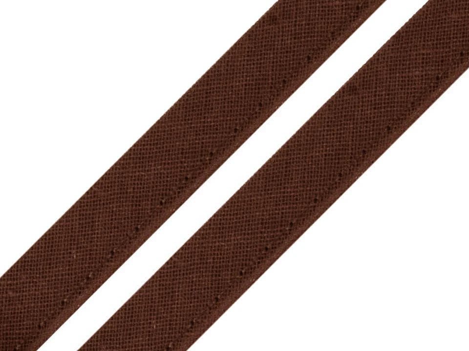Ruban en coton avec cordon 12 mm - brun chocolat