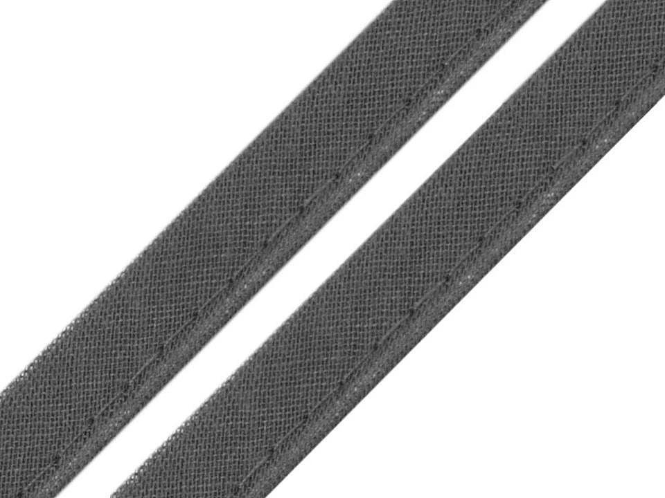 Ruban en coton avec cordon 12 mm - gris foncé