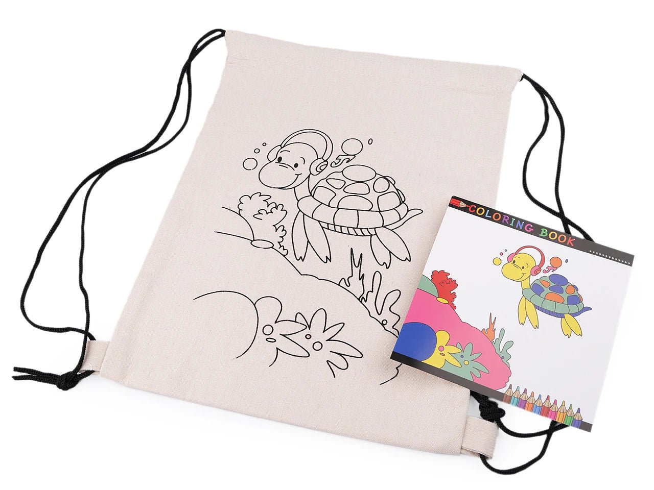 Sac en coton avec dessin à colorier – tortue
