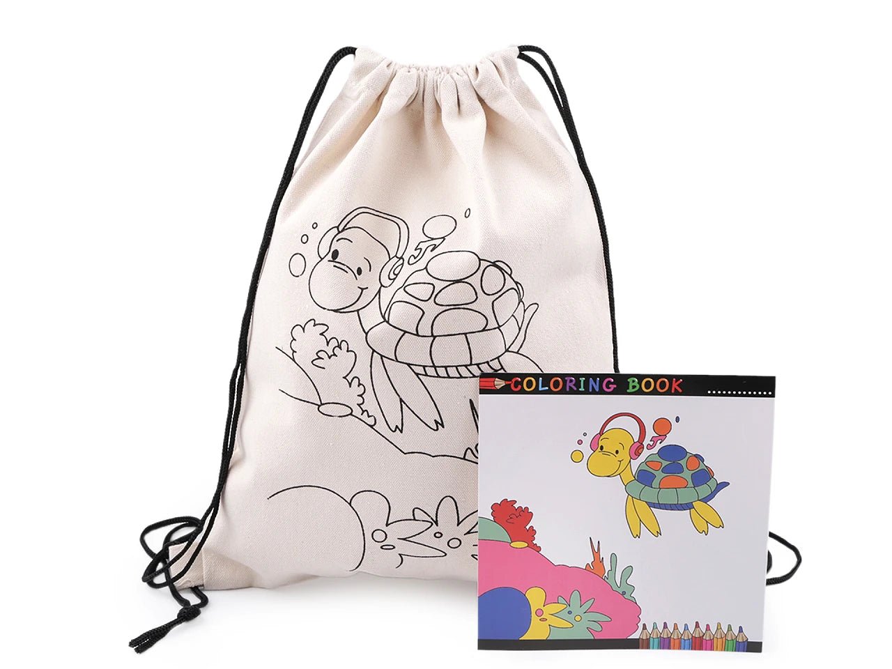 Sac en coton avec motif à colorier – tortue