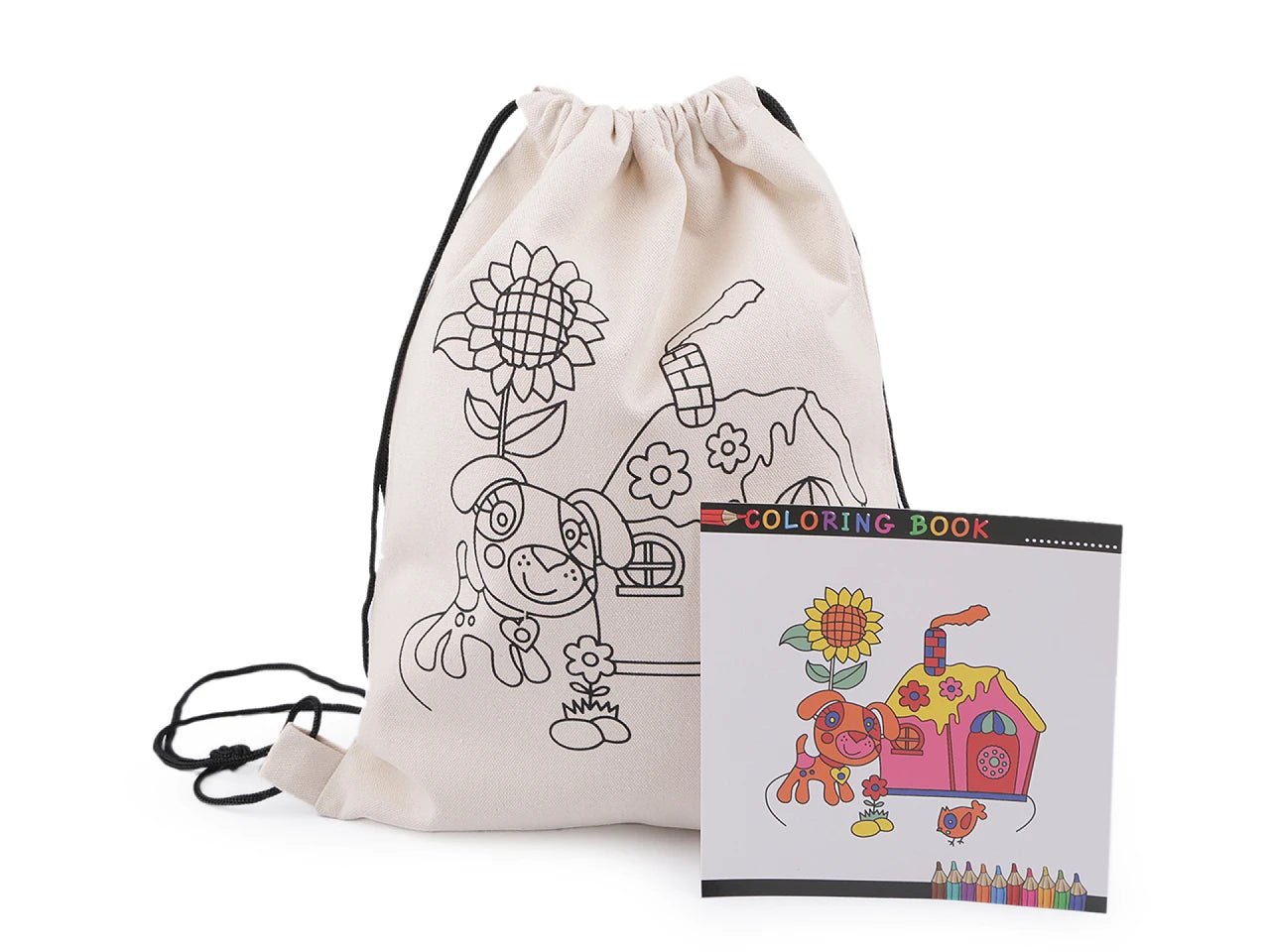 Sac en coton avec motif à colorier – chien