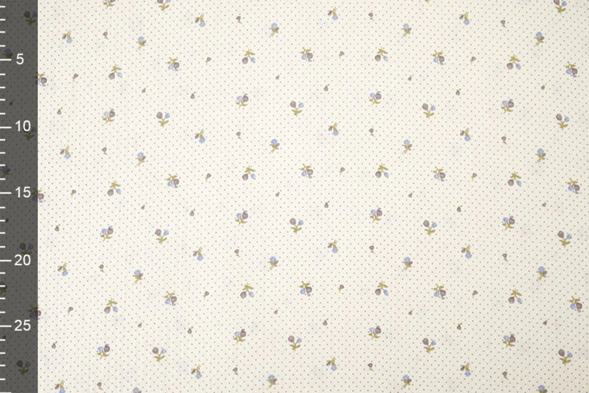 Image de mousseline de coton avec de petites fleurs et des pois – disponible en ligne chez Charlotte Fabrics