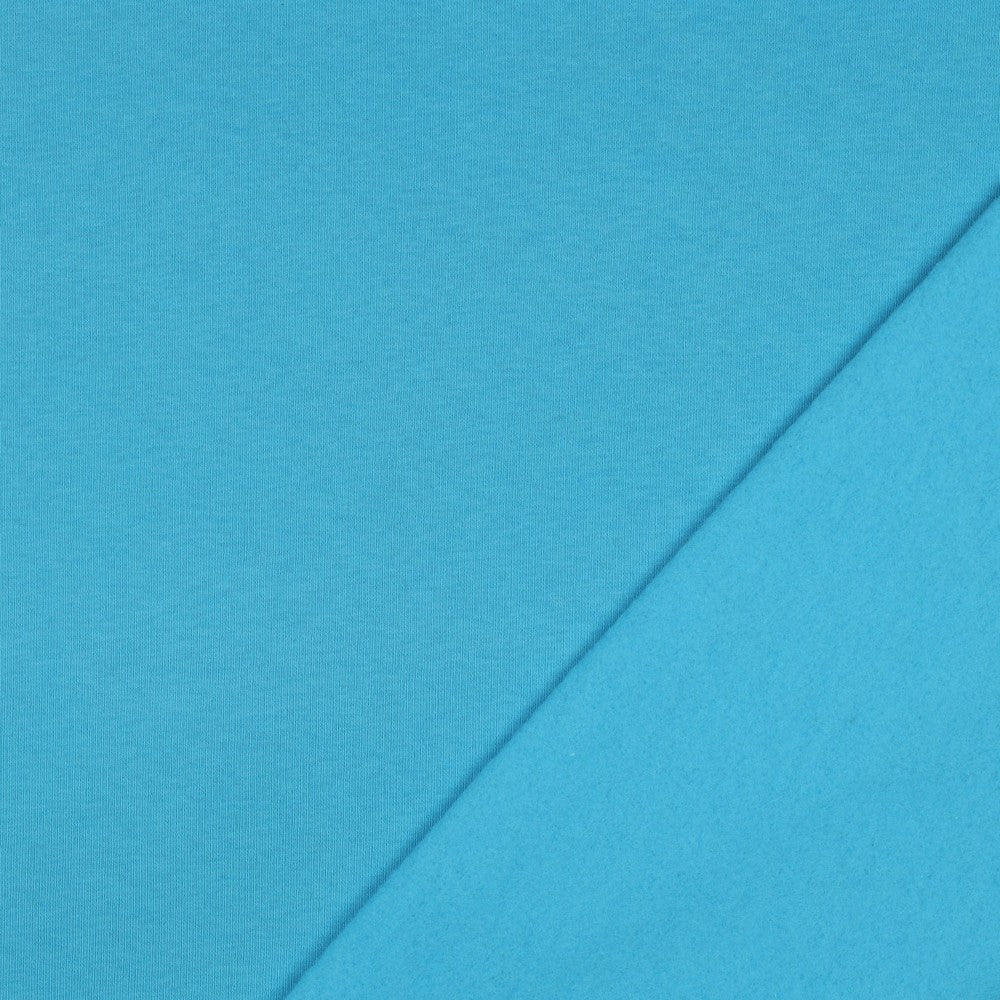 Jersey en coton molletonné - turquoise 285 g/m²