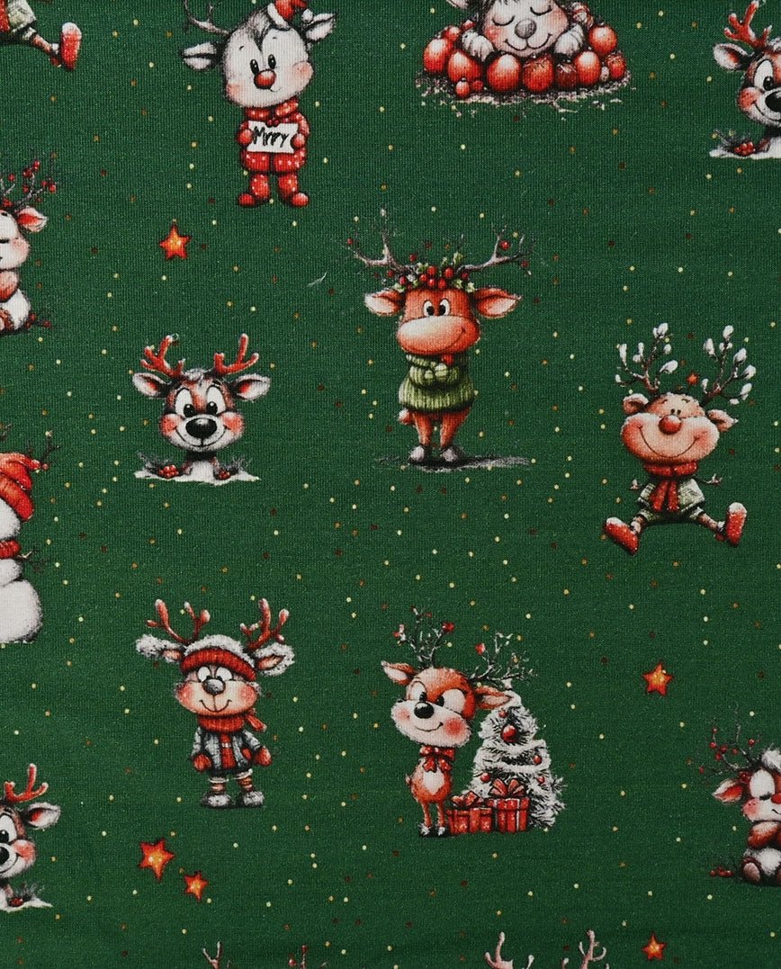 Image de maille en coton avec des cerfs attendant Noël – disponible en ligne chez Šarlotes audumi