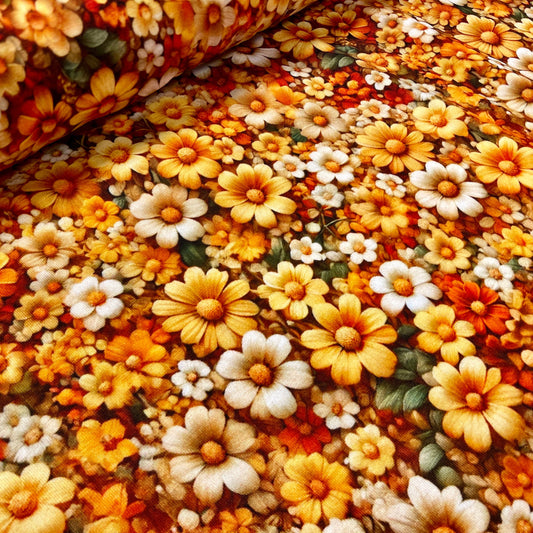 Jersey en coton - fleurs jaunes 200 g/m²
