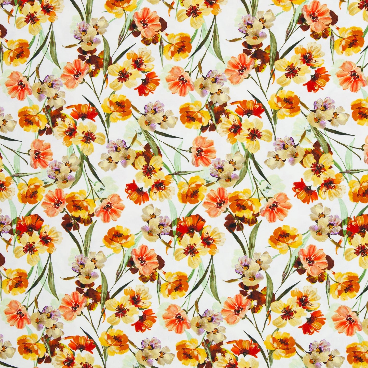Jersey en coton - fleurs jaunes 220 g/m²
