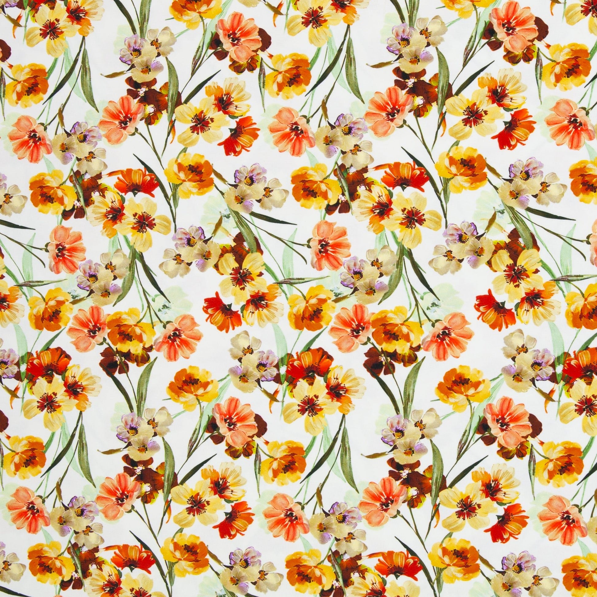 Jersey en coton - fleurs jaunes 220 g/m²