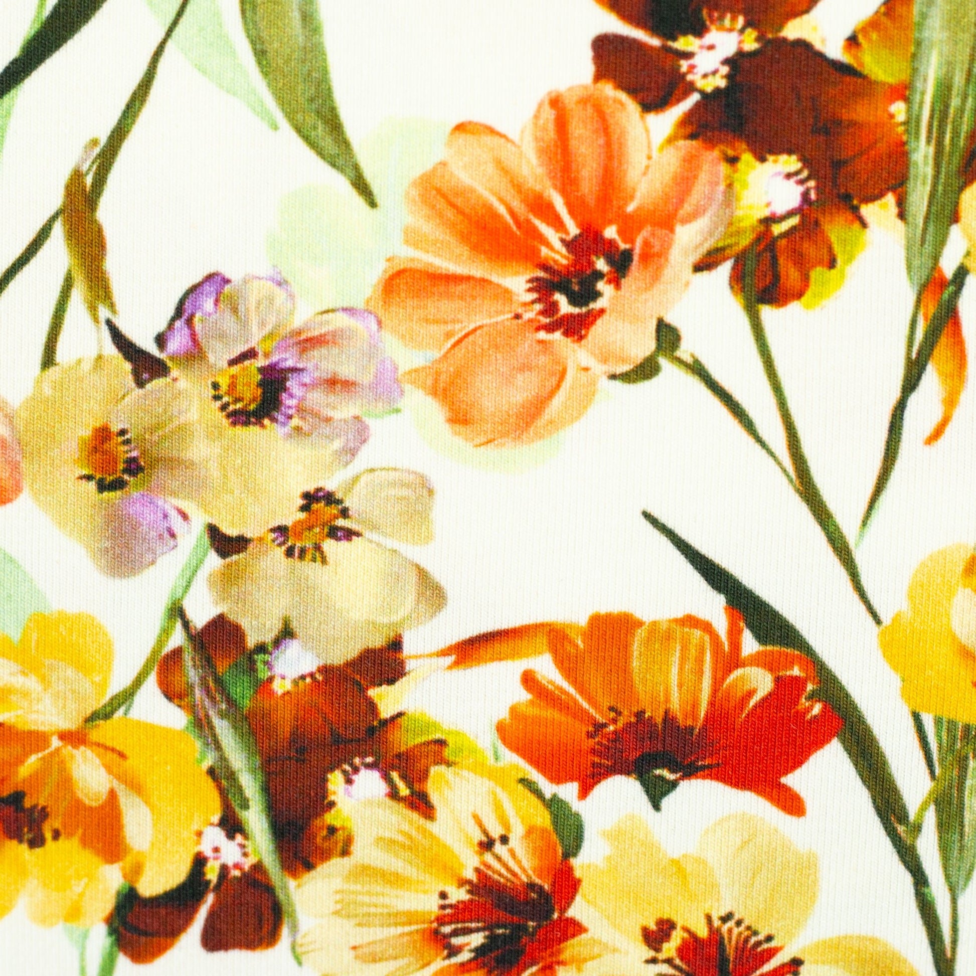 Jersey en coton - fleurs jaunes 220 g/m²