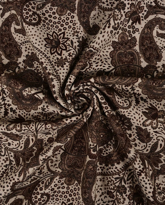 Image de jersey en coton, motif élégant brun – disponible en ligne chez Tissus de Charlotte