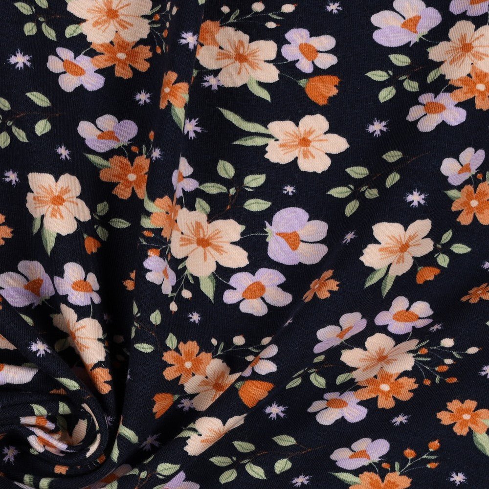 Cotton jersey - small flowers 220 g/m²