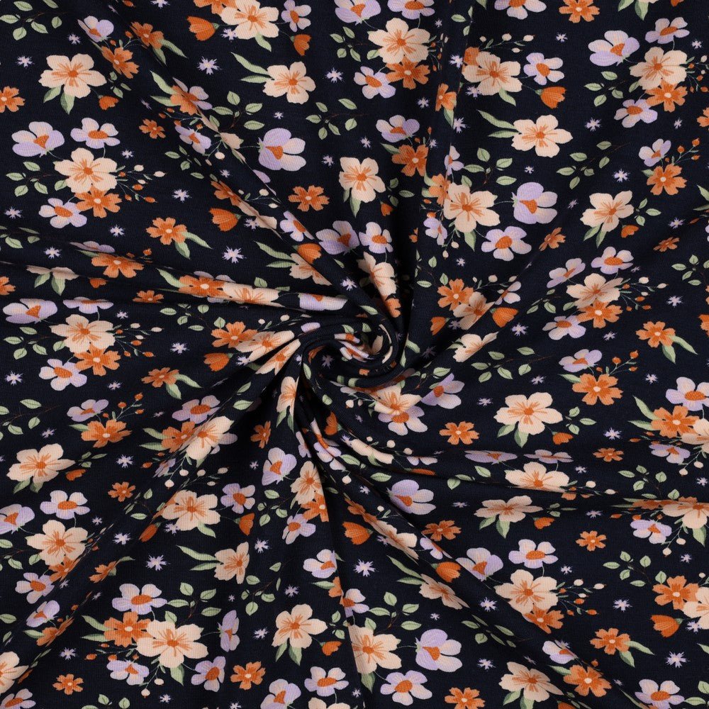 Cotton jersey - small flowers 220 g/m²