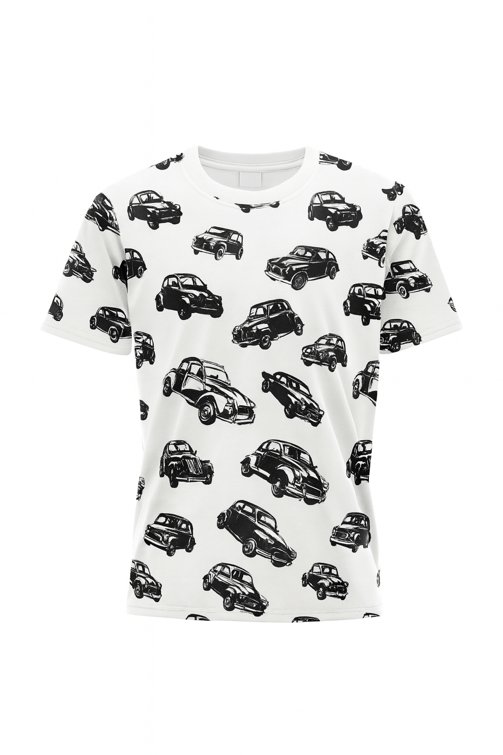 Jersey de coton - voitures noires sur fond blanc 200 g/m²