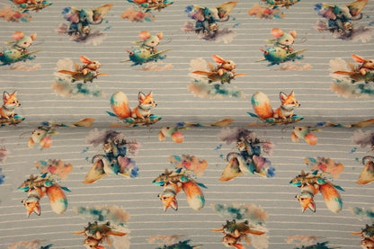 Cotton jersey with mice on a gray background 210 g/m²