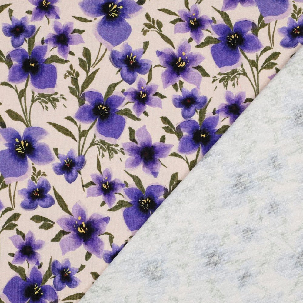 Jersey de coton - rêve floral violet 190 g/m²