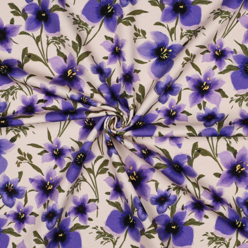 Jersey de coton - rêve floral violet 190 g/m²