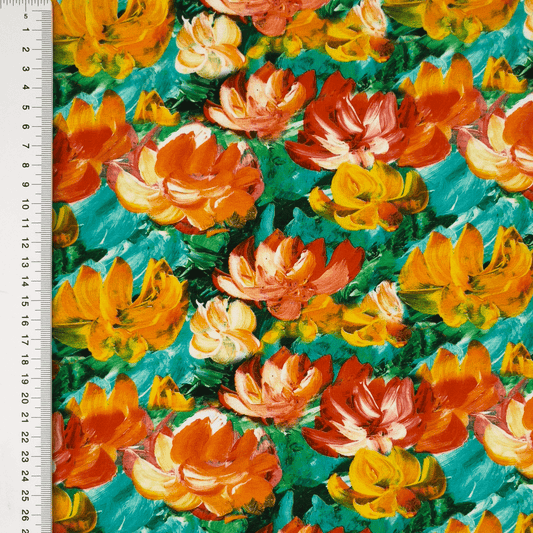 Cotton knit fabric - floral print 200 g/m²