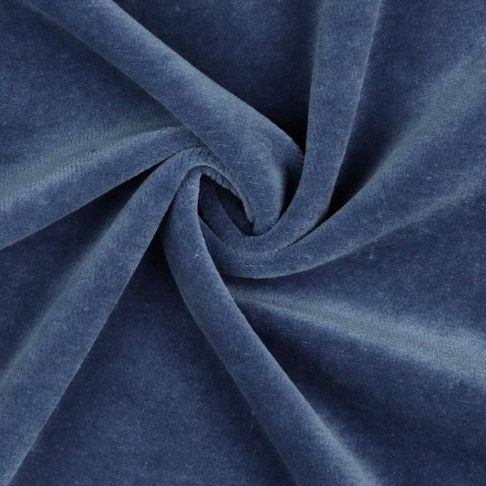 Velours de coton - bleu denim fumé 250 g/m²