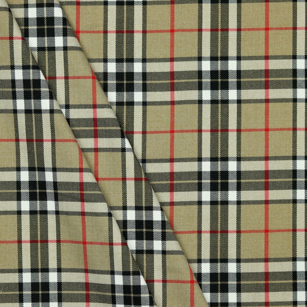Tissu de costume beige à carreaux 230 g/m²