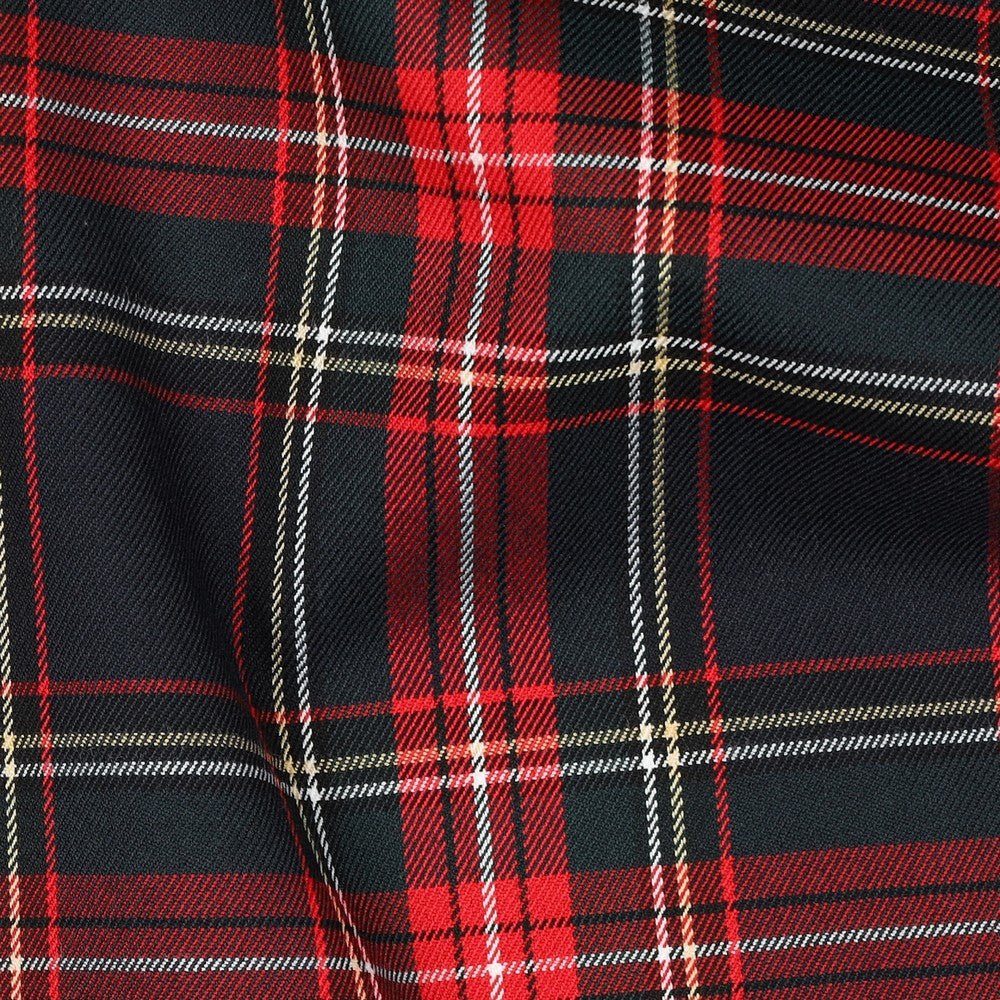 Tissu de costume à carreaux noirs et rouges 230 g/m²