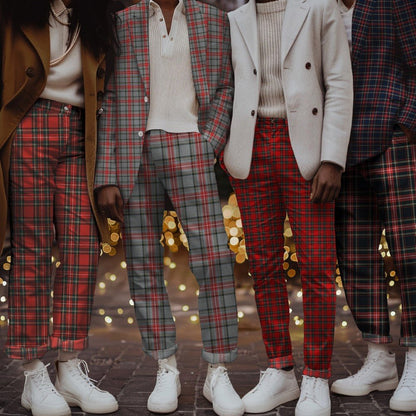 Suit fabric-red plaid 230 g/m²