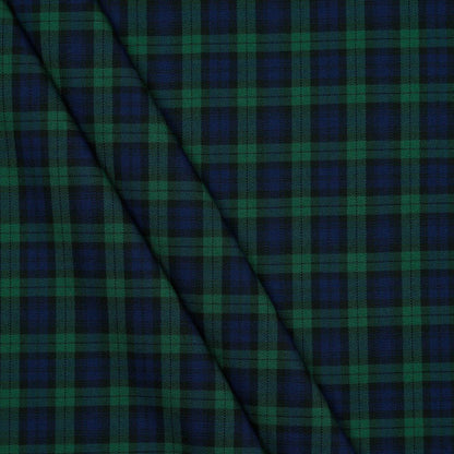 Suit fabric, blue and green checked 230 g/m²