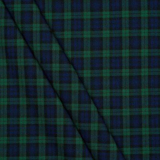 Tissu de costume à carreaux bleus et verts 230 g/m²