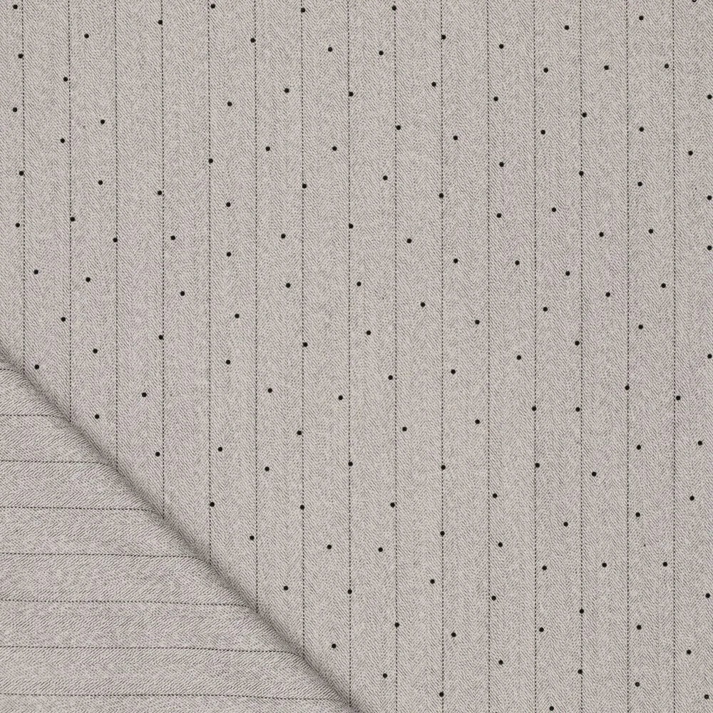 Image d’un tissu pour costume gris à motif fin, disponible en ligne chez Šarlotes audumi