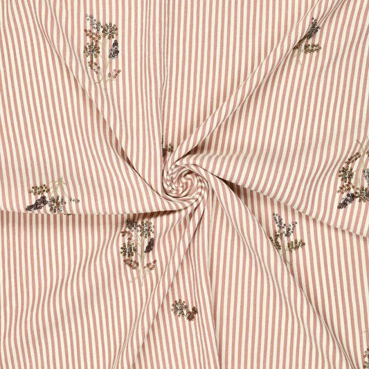 Image de tissu pour chemise avec élasthanne - rayé avec perles brodées 135 g/m² – disponible chez Charlotte's audumi