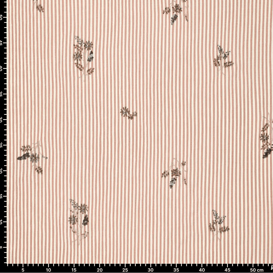 Image de tissu pour chemise avec élasthanne, rayé et orné de perles brodées, 135 g/m² – disponible chez Šarlotes audumi
