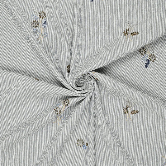 Image du tissu pour chemise avec élasthanne - rayé bleu à perles brodées 135 g/m² – disponible chez Šarlotes audumi