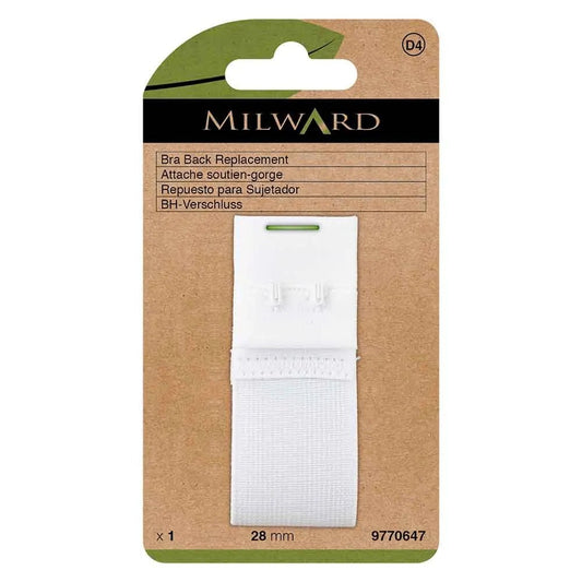 Fermeture de soutien-gorge Milward |2 crochets, 28 mm | blanche