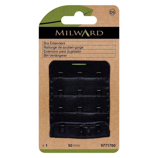 Extension de tour de soutien-gorge Milward 50 mm, 3 crochets - noir
