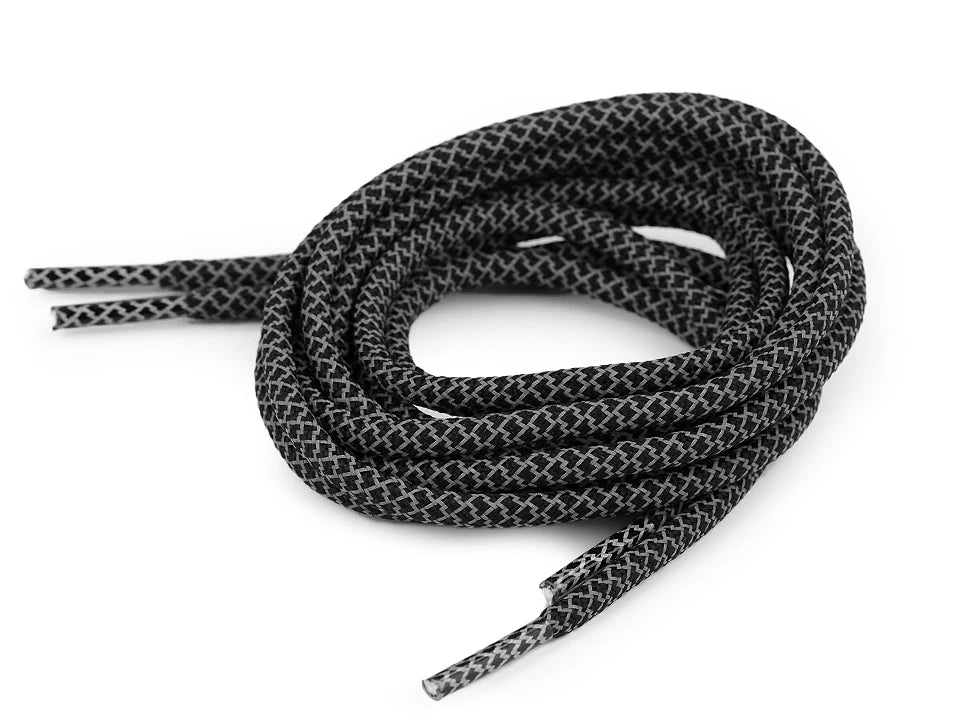 Shoelaces| hoodie drawstrings, reflective, length 130 cm - black