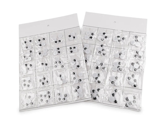 Image de yeux mobiles en plastique à coller – 15 mm, 20 pièces – disponible en ligne chez Šarlotes audumi