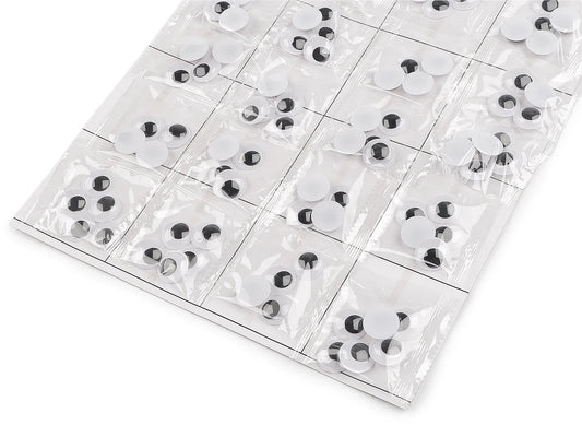 Image de yeux mobiles en plastique à coller – 15 mm, 20 pièces – disponible en ligne chez Šarlotes audumi